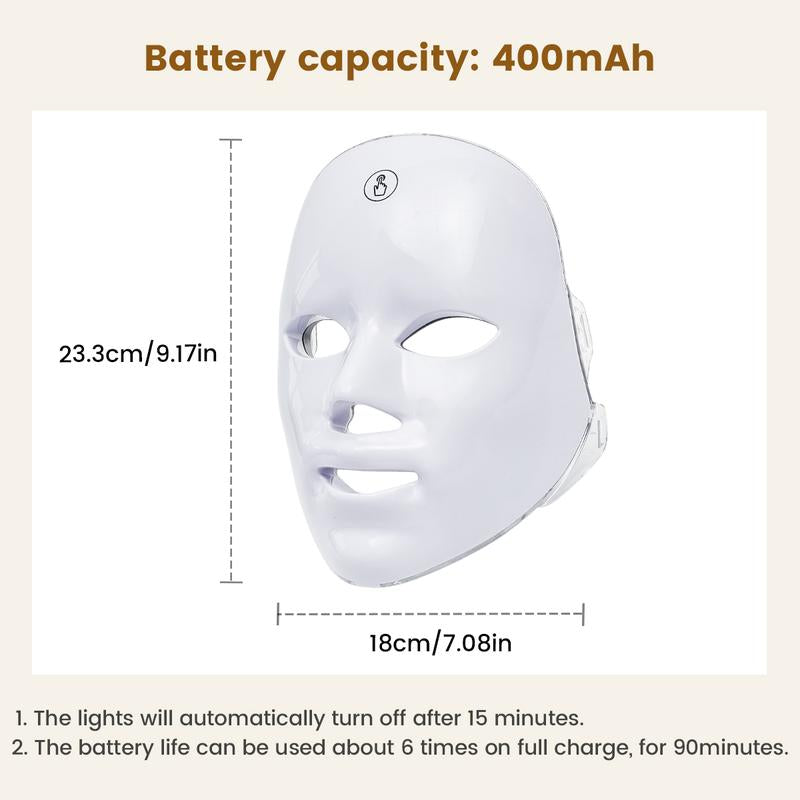 Red Light Therapy Mask, 7-Color LED Photorejuvenation Mask, Daily Care Photorejuvenation, Wireless Charging, Ideal Gift for Women, Autumn and Winter Skin Care Facial Care Gift
