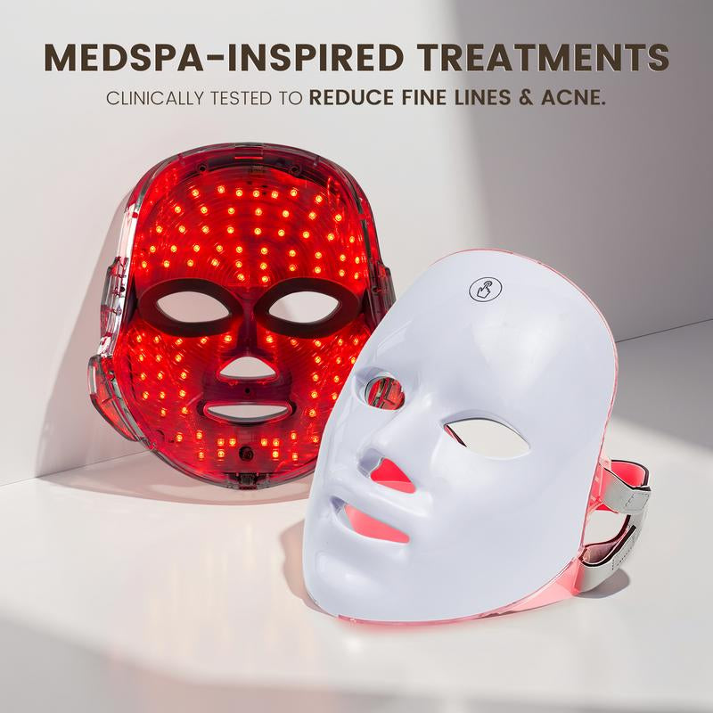 Red Light Therapy Mask, 7-Color LED Photorejuvenation Mask, Daily Care Photorejuvenation, Wireless Charging, Ideal Gift for Women, Autumn and Winter Skin Care Facial Care Gift