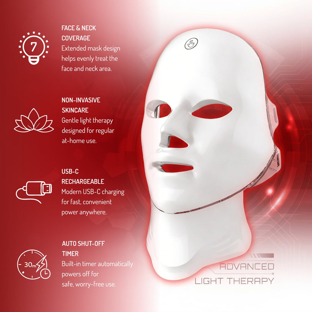 NEW US 7-in-1 Led Light Therapy Mask for Face & Neck