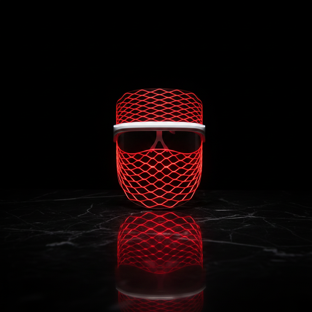 Pursonic LED Mask – 1:1 Black Marble Clean Red Glow